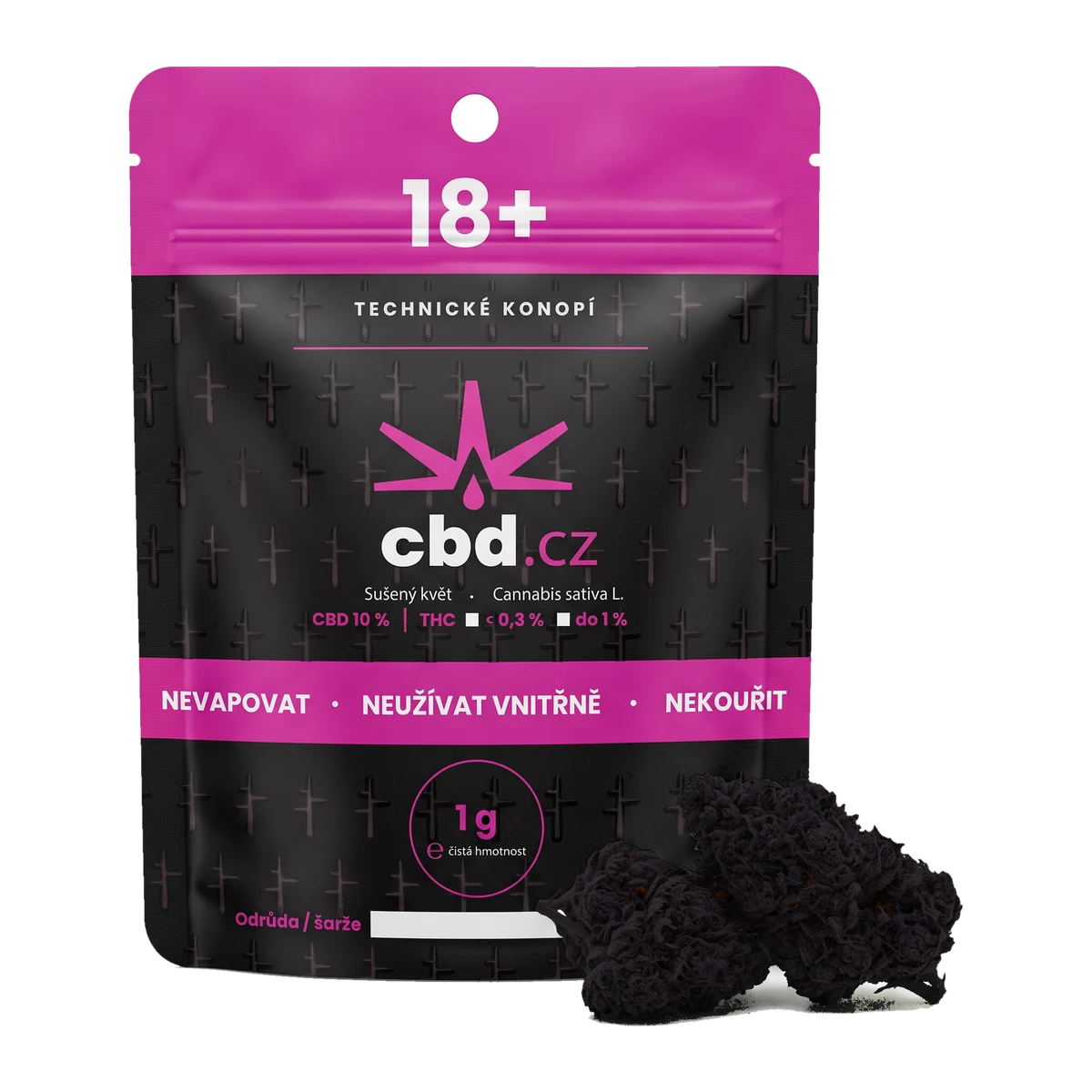 Purple Haze – CBD květy s ovocným aromatem – 1g sáček, růžovofialový horní pruh